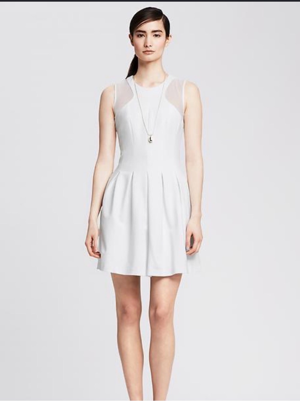 Banana Republic White Sleeveless Fit-and-Flare Mini Dress